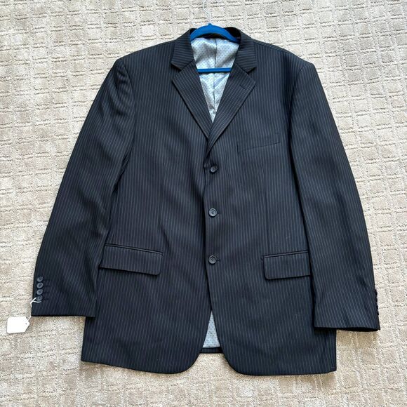 Elegante Gentiluomo Italiana Collezione Black Pin Stripe Blazer Jacket Men’s 46L - Picture 1 of 8